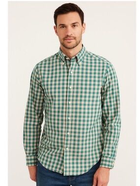 J Crew Shirt S Gingham Green